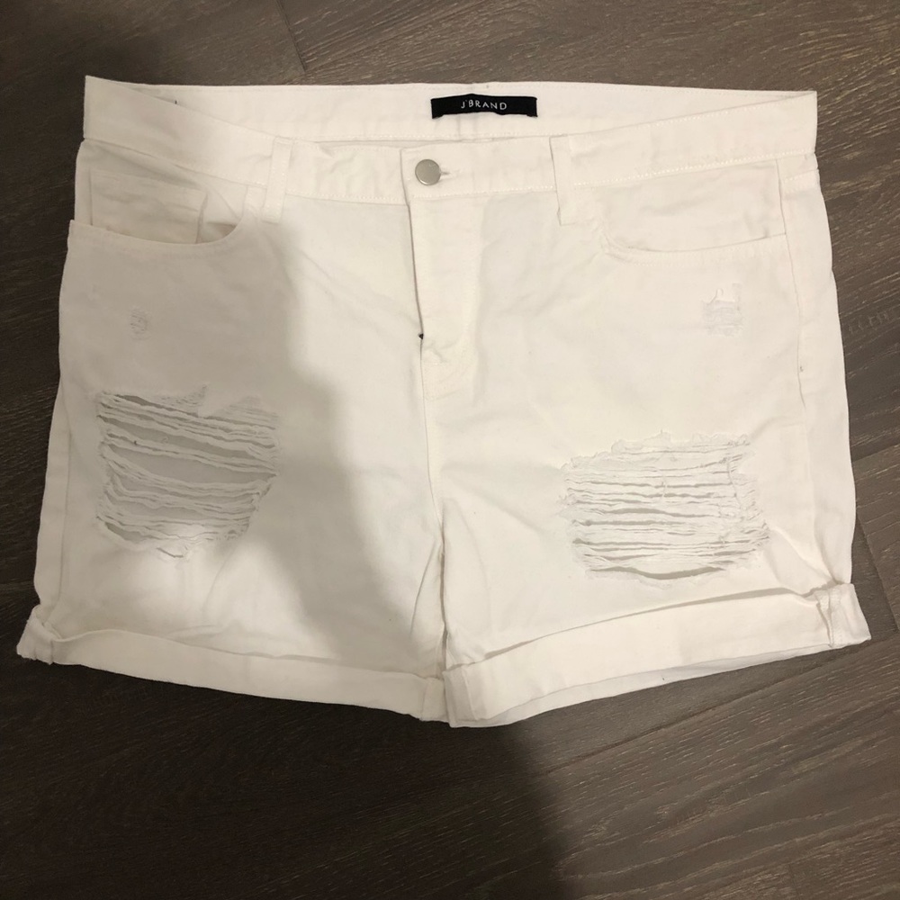 J Brand white distressed shorts